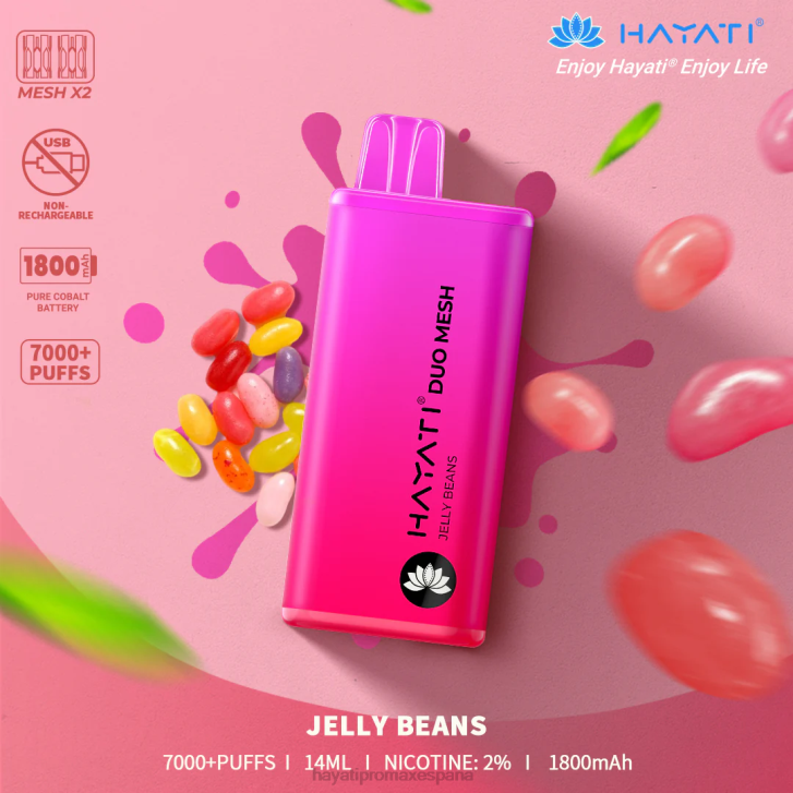 Hayati Duo Mesh desechable FTTT172 frijolitos confitados - Hayati Vape Review Hayati Duo Mesh desechable FTTT172 frijolitos confitados - Hayati Vape Review