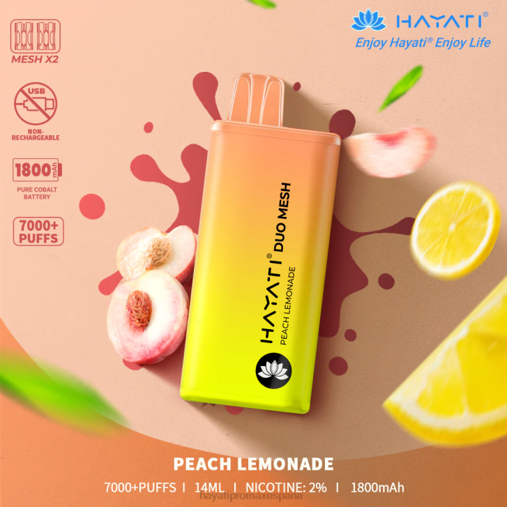 Hayati Duo Mesh desechable FTTT175 limonada de durazno - Hayati Disposable Vape Review Hayati Duo Mesh desechable FTTT175 limonada de durazno - Hayati Disposable Vape Review