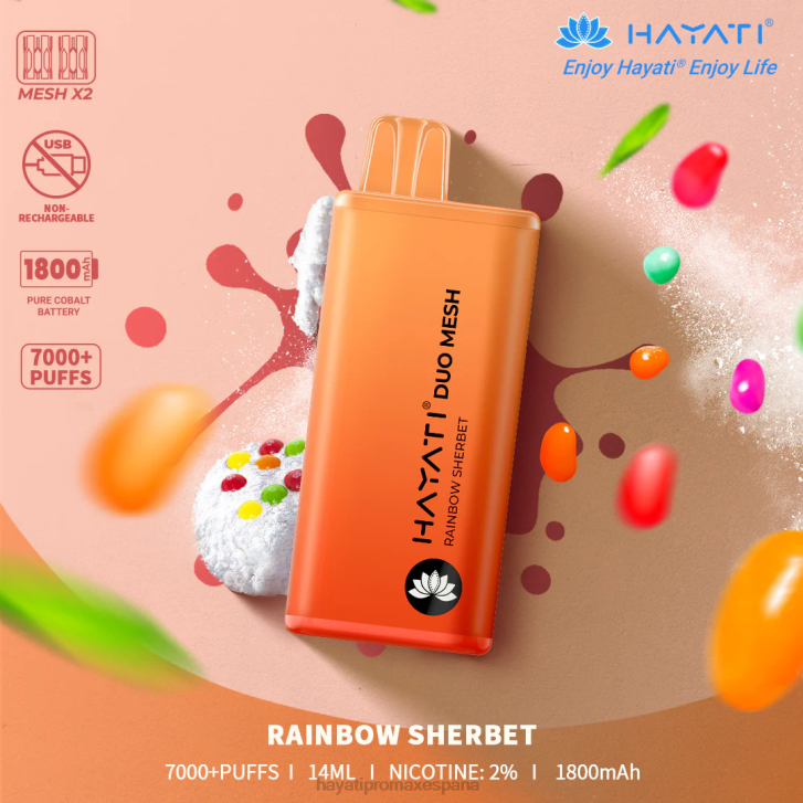 Hayati Duo Mesh desechable FTTT177 sorbete arcoiris - Hayati Madrid Hayati Duo Mesh desechable FTTT177 sorbete arcoiris - Hayati Madrid