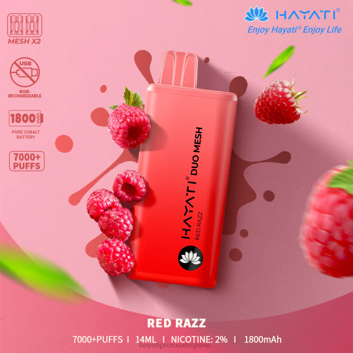 Hayati Duo Mesh desechable FTTT179 razz rojo - Hayati Vape Flavours Hayati Duo Mesh desechable FTTT179 razz rojo - Hayati Vape Flavours